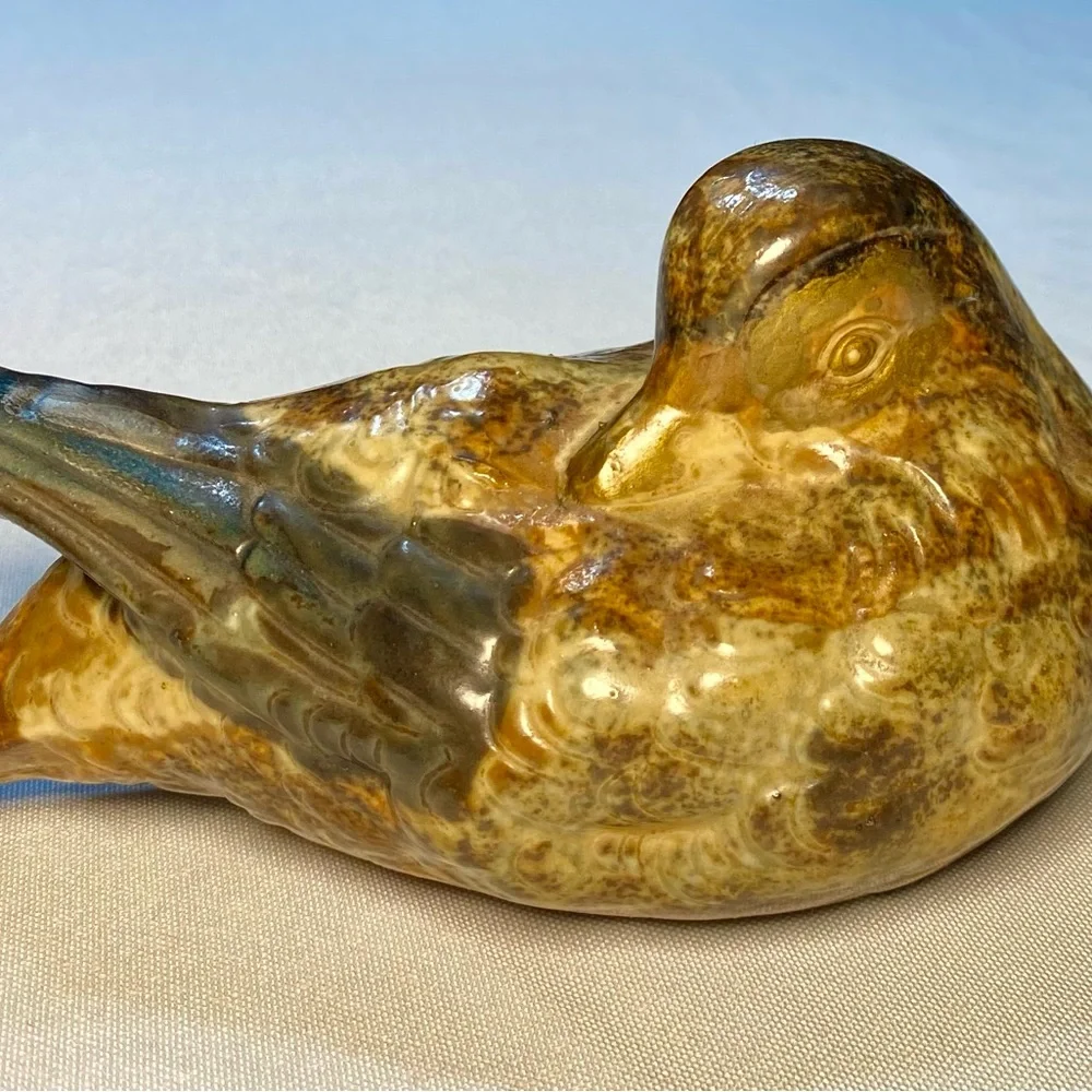 Ceramic Figurine Nesting Bird Duck 6.5”L